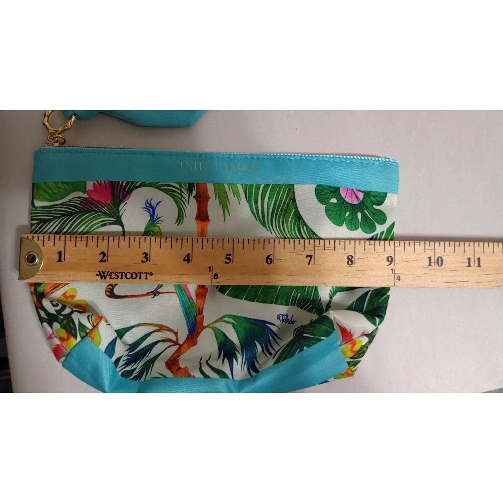 Estee Lauder R. Toledo Parrot Butterfly Jungle Tropical Cosmetic Zippered Bag VG